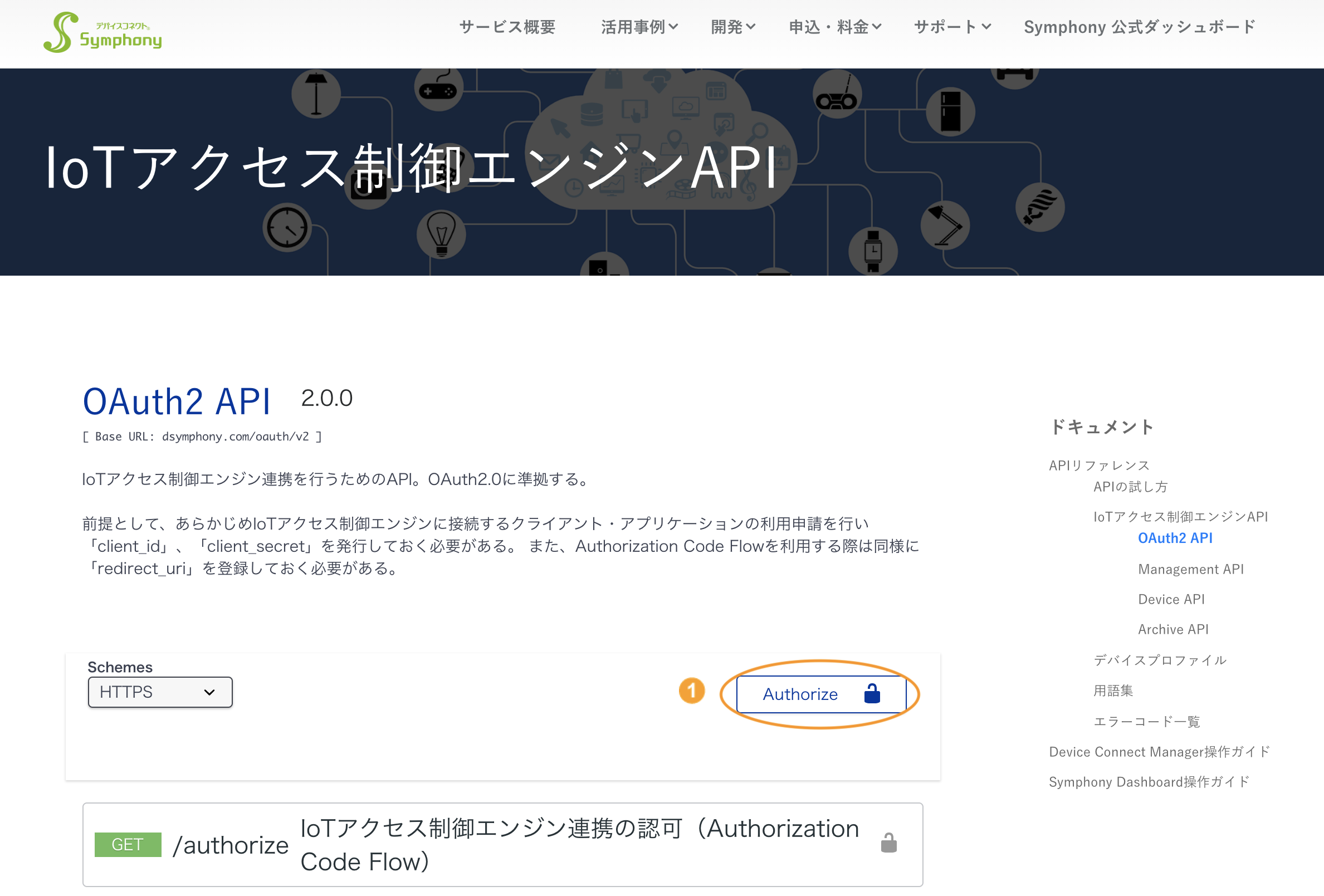 図:OAuth2 APIページ画面