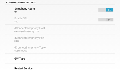 図:SYMPHONY AGENT SETTINGS