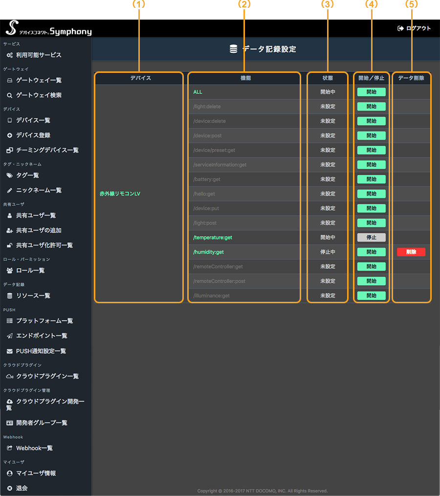 図:パソコンのデータ記録設定画面