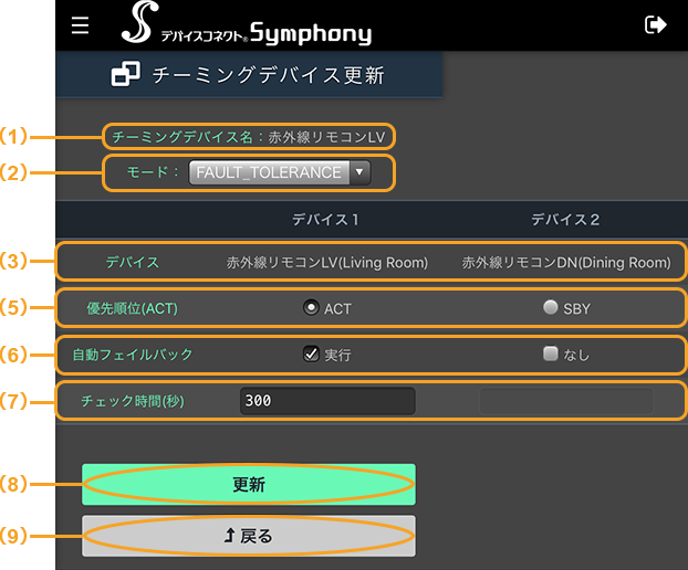 図:スマートフォンのチーミングデバイス更新画面
