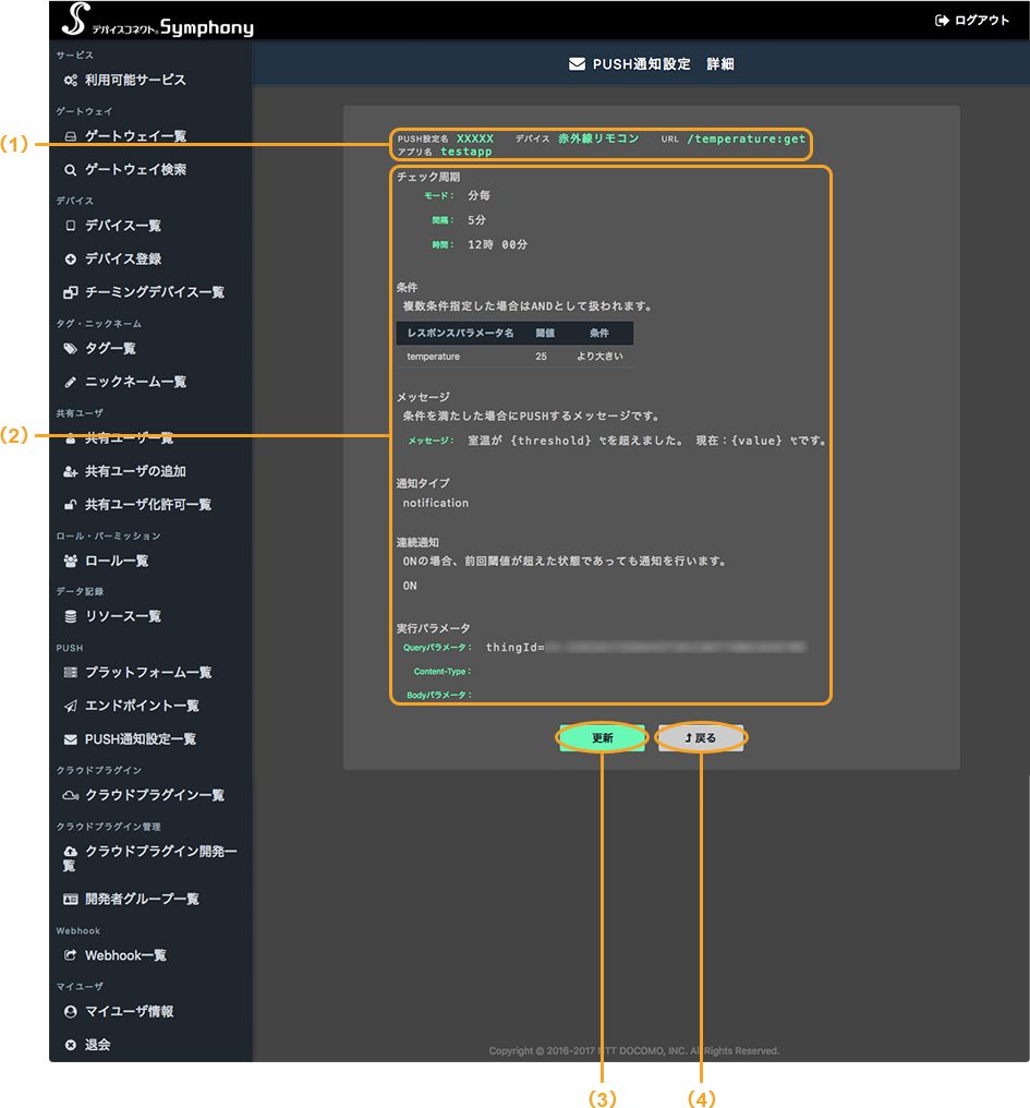 図:パソコンのPUSH通知詳細画面
