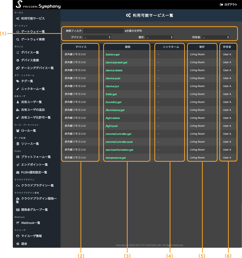 図：利用可能サービス一覧画面_パソコン