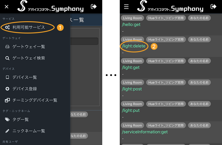 図:利用可能サービス画面