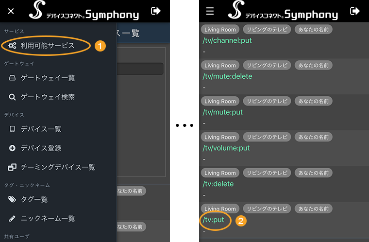 図:利用可能サービス画面