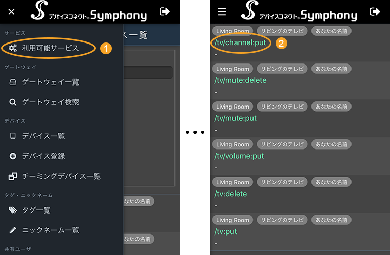 図:利用可能サービス画面