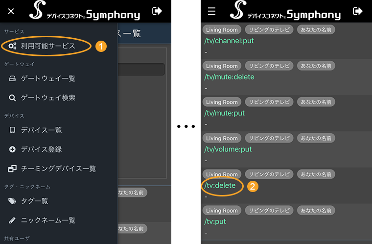 図:利用可能サービス画面