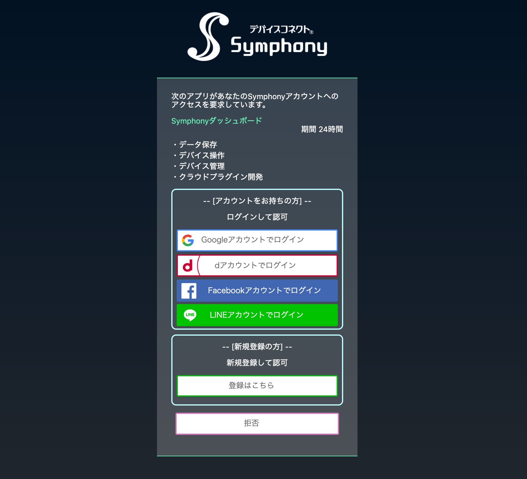 図:IoTアクセス制御エンジンにおける認可画面